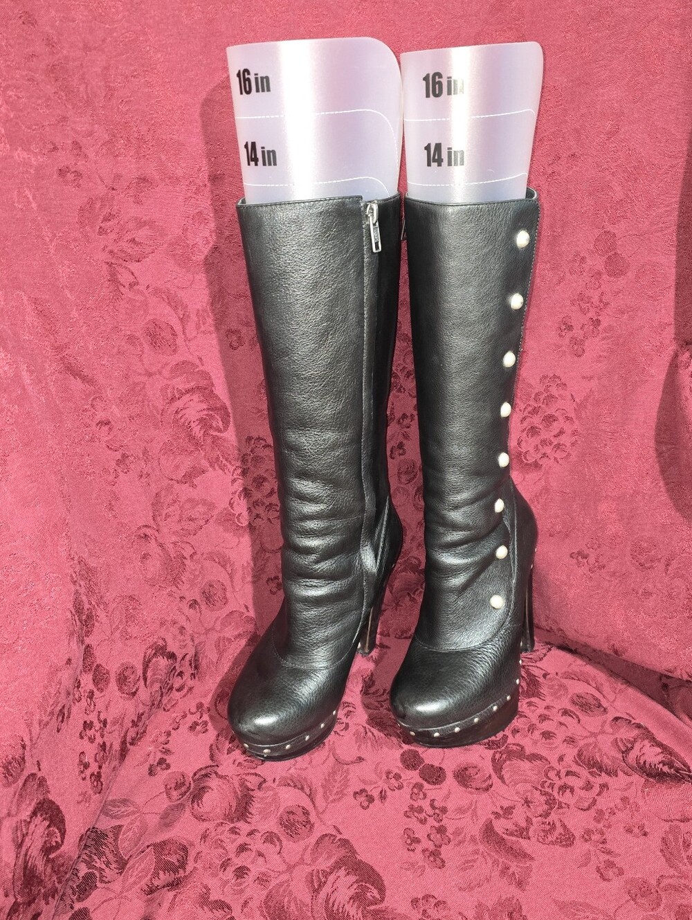 UGG Cosima Black Leather Platform Heeled Boots.